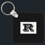 Large Bold Outlined Black Monogram, Black Key Ring<br><div class="desc">Personalise this cool large Bold Outlined Black Monogram on black background. Click “Customise” to change colours and type styles.</div>