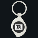 Large Bold Outlined Black Monogram, Black Key Ring<br><div class="desc">Personalise this cool large Bold Outlined Black Monogram on black background. Click “Customise” to change colours and type styles.</div>