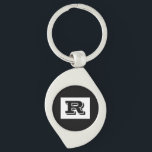 Large Bold Outlined Black Monogram, Black Key Ring<br><div class="desc">Personalise this cool large Bold Outlined Black Monogram on black background. Click “Customise” to change colours and type styles.</div>