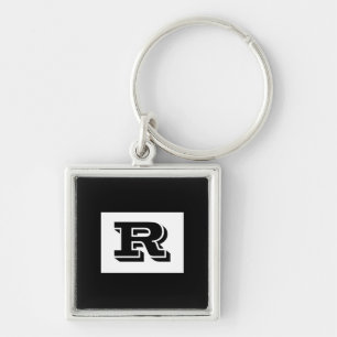 Large Bold Outlined Black Monogram, Black Keychain