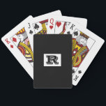 Large Bold Outlined Black Monogram, Black Playing  Cards<br><div class="desc">Personalise this cool large Bold Outlined Black Monogram on black background. Click “Customise” to change colours and type styles.</div>