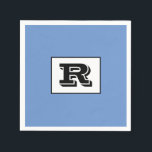 Large Bold Outlined Black Monogram, Blue Napkin<br><div class="desc">Personalise this cool large Bold Outlined Black Monogram on Blue background. Click “Customise” to change colours and type styles.</div>