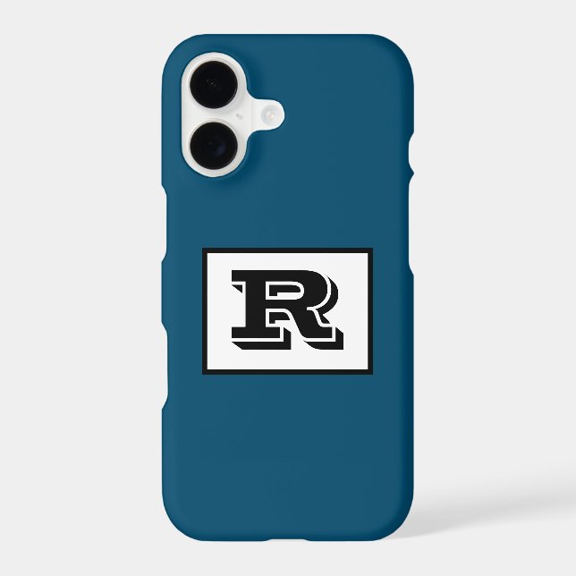 Large Bold Outlined Black Monogram, Ocean Blue (Back)