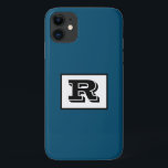 Large Bold Outlined Black Monogram, Ocean Blue Case-Mate iPhone Case<br><div class="desc">Personalise this cool large Bold Outlined Black Monogram on ocean blue background. Click “Customise” to change colours and type styles.</div>
