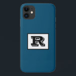 Large Bold Outlined Black Monogram, Ocean Blue Case-Mate iPhone Case<br><div class="desc">Personalise this cool large Bold Outlined Black Monogram on ocean blue background. Click “Customise” to change colours and type styles.</div>