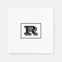 Large Bold Outlined Black Monogram, White