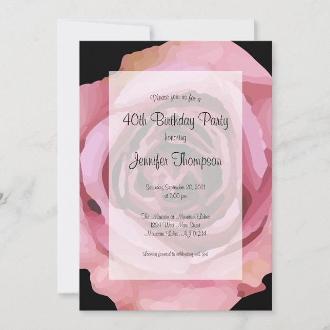Large Bold Purple Spring Rose Birthday Invitation (Front)