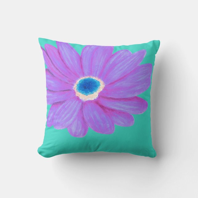 Large Bold Violet Flower Cushion (Front)
