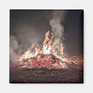 Large bonfire burning at night with high flames magnet