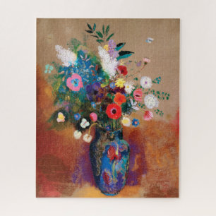 Large Bouquet in a Blue Vase by Odilon Redon Jigsaw Puzzle