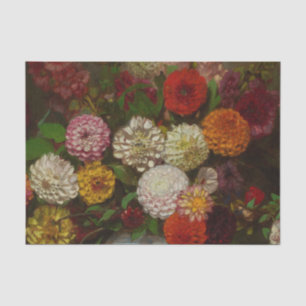 Large Bouquet of Flowers Mostly Dahlias Tissue Paper