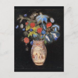 Large Bouquet on a Black Background, Redon, Postcard