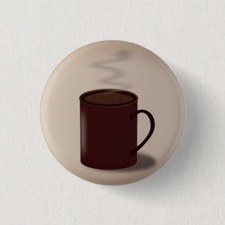 large brown cup of hot chocolate 3 cm round badge