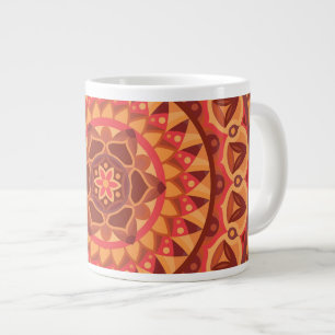 Large Brown Mandala Earthy Boho Pattern Cosy Hygge Coffee Mug