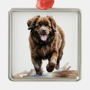 LARGE BROWN NEWFOUNDLAND DOG METAL TREE DECORATION