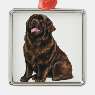 LARGE BROWN NEWFOUNDLAND DOG METAL TREE DECORATION