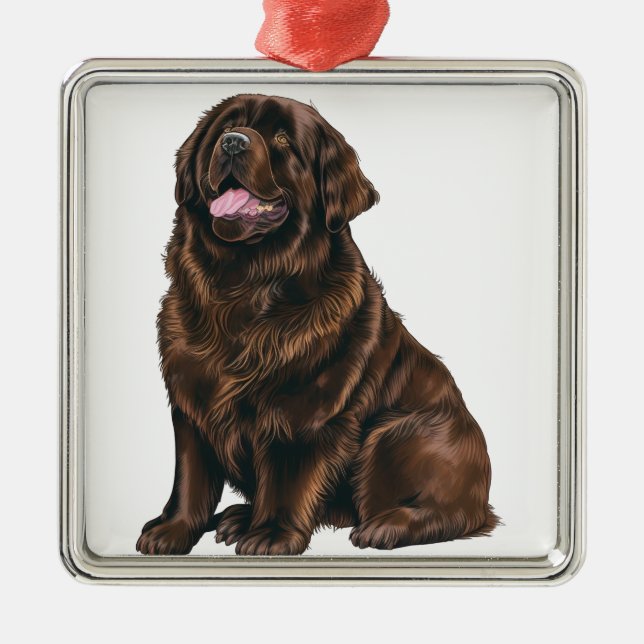 LARGE BROWN NEWFOUNDLAND DOG METAL TREE DECORATION (Front)