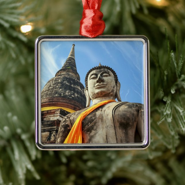 Large Buddha in Ayutthaya, Thailand Metal Tree Decoration (Tree)