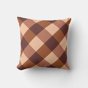 Large Buffalo Check, cocoa brown and buff pink Cushion