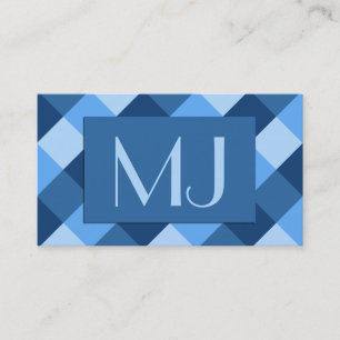 Large Buffalo Check, shades of denim blue Business Card
