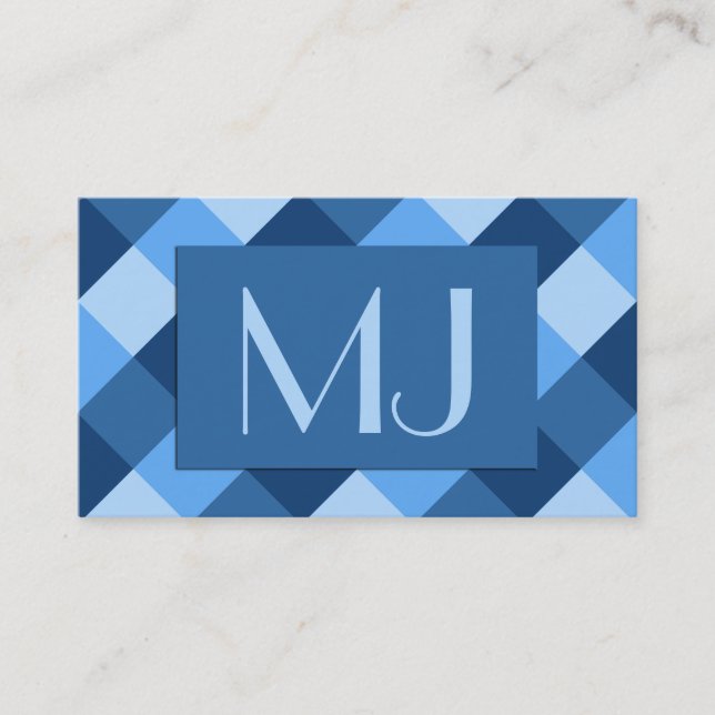 Large Buffalo Check, shades of denim blue Business Card (Front)