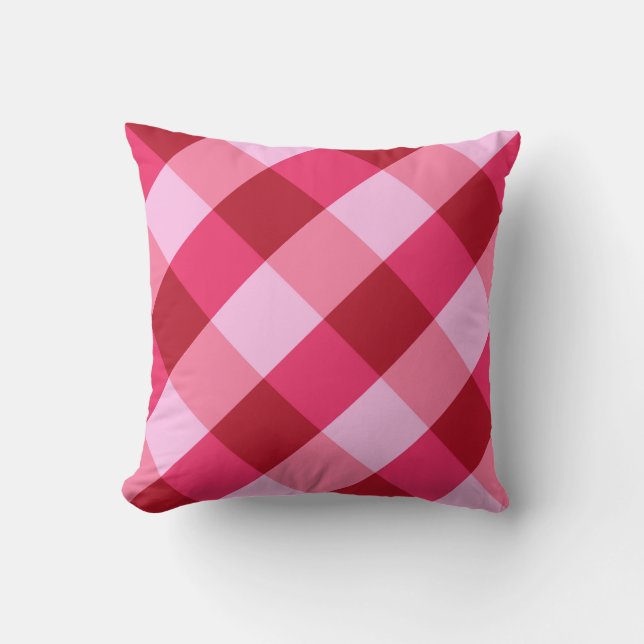 Large Buffalo Check, strawberry pink and red Cushion (Front)