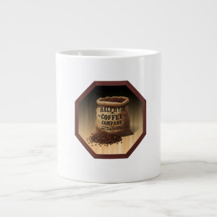 Large Burlap Bag With Label For Halfhyde Coffee Co Mug