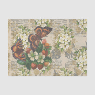 Large Butterflies and Strawberries Tissue Paper