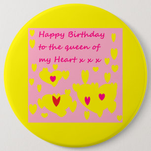Large button badge with birthday greetings