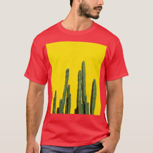 Large Cactus growing tall in front of a yellow wal T-Shirt