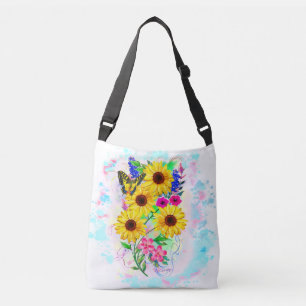 Large carry bag with Sunflowers & Butterfly