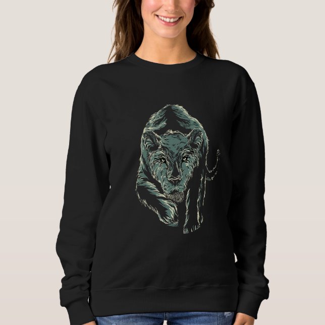 Large Cat Tiger In Attack Position At Night Sweatshirt (Front)