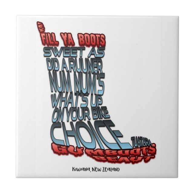 Large Ceramic Tile with Kiwiana Design (Front)