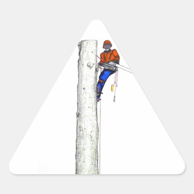 Large chainsaw needed.Arborist Tree surgeon Triangle Sticker (Front)