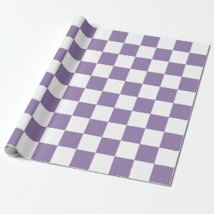 Large Checks Lavender Purple White Checkered  Wrapping Paper