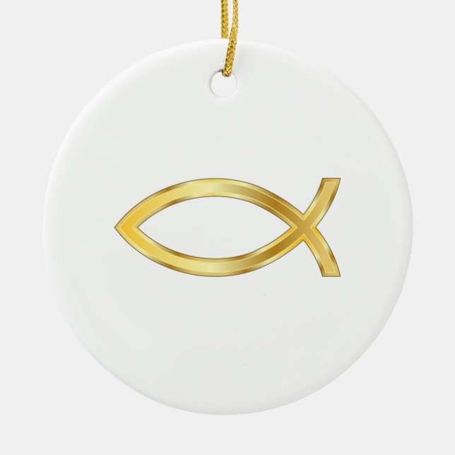 LARGE CHRISTIAN FISH CERAMIC TREE DECORATION (Front)