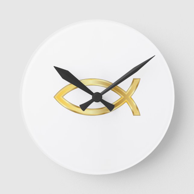 LARGE CHRISTIAN FISH ROUND CLOCK (Front)