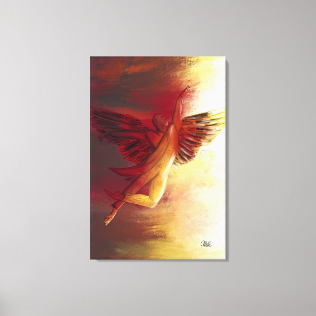 Large Christian Wall Art Angel No. 1 in red   (Front)