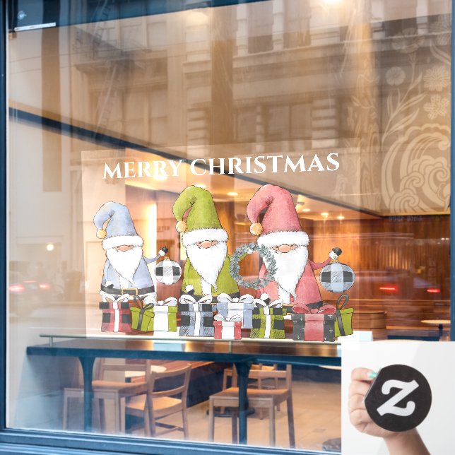 Large Christmas Santa Elves with Ornaments  (Cafe Window)