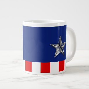 Large Chrome Like Silver Star on Festive Colours Coffee Mug