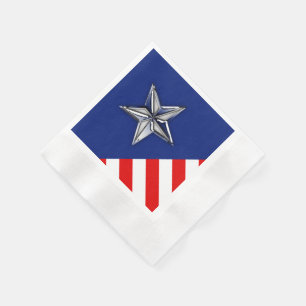 Large Chrome Like Silver Star on Festive Colours Napkin