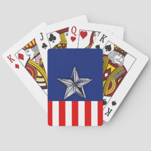 Large Chrome Like Silver Star on Festive Colours Playing Cards