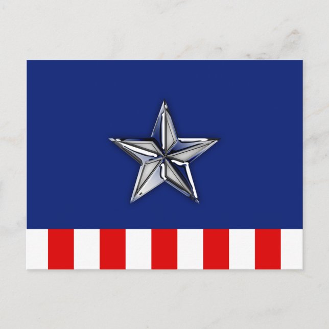 Large Chrome Like Silver Star on Festive Colours Postcard (Front)