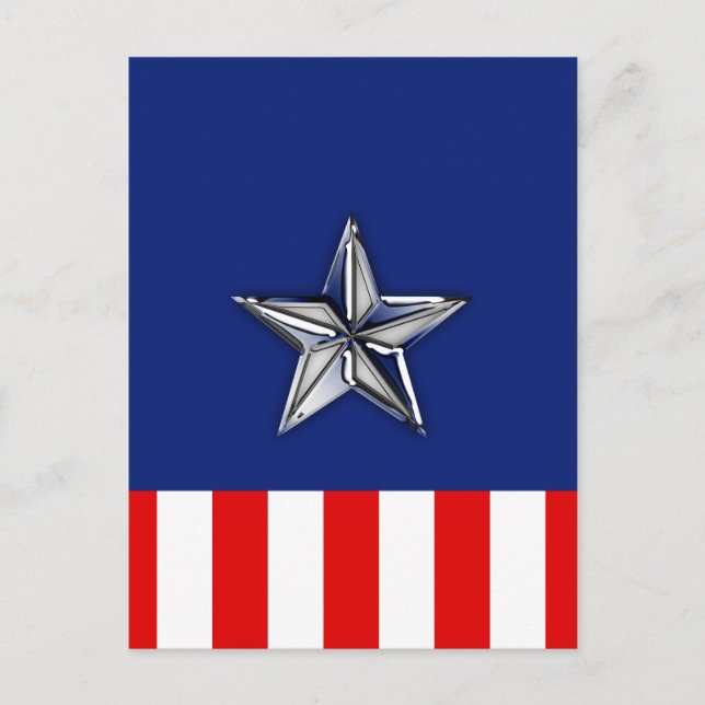 Large Chrome Like Silver Star on Festive Colours Postcard (Front)