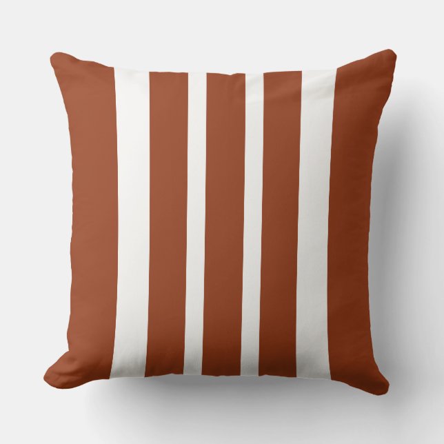  Large Cinnamon Brown And White Stripe  Cushion (Front)