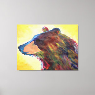 Large Colourful Abstract Bear Art Canvas Print