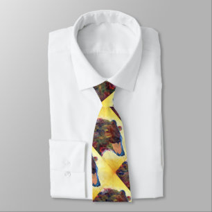 Large Colourful Abstract Bear Art Tie
