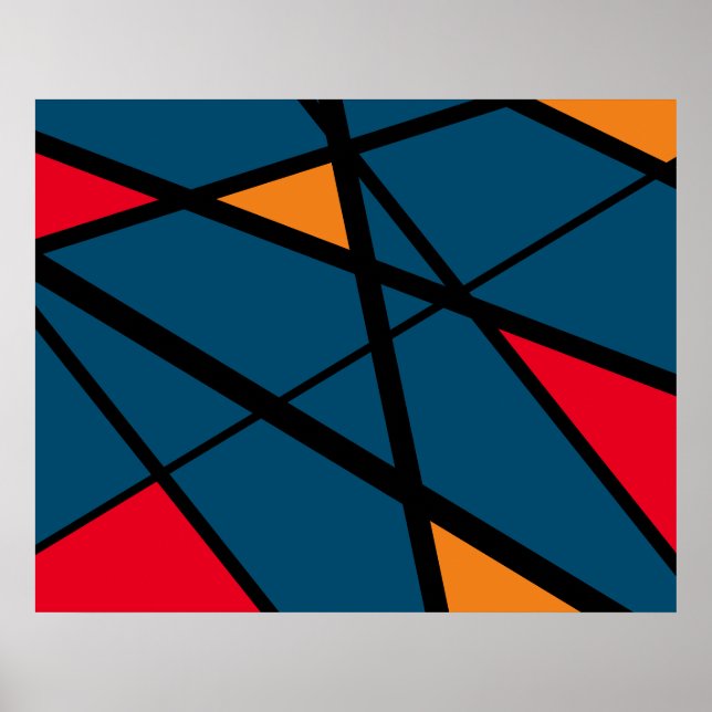 Large colourful modern geometric abstract art poster (Front)