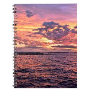Large colourful sunset over waterbeach,beautiful,c notebook