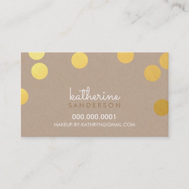 LARGE CONFETTI SPOT modern bold gold foil kraft Business Card (Front)